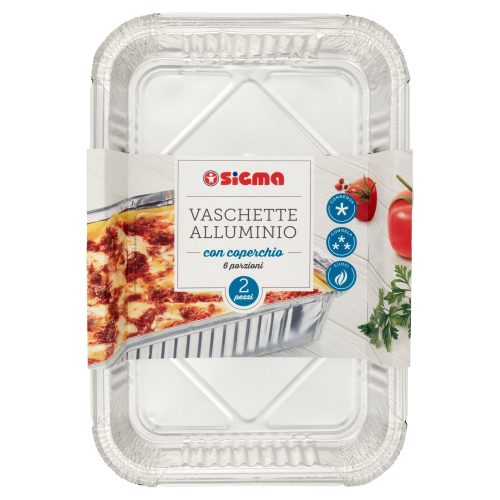 Sigma Vaschette Alluminio con coperchio 6 porzioni 2 pz