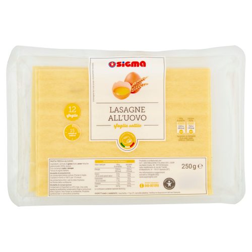 Sigma Lasagne all’Uovo sfoglia sottile 250 g