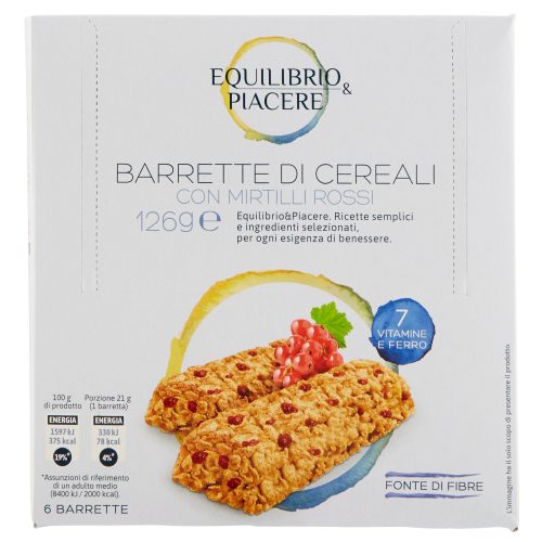 Equilibrio & Piacere Barrette di Cereali con Mirtilli Rossi 6 x 21 g