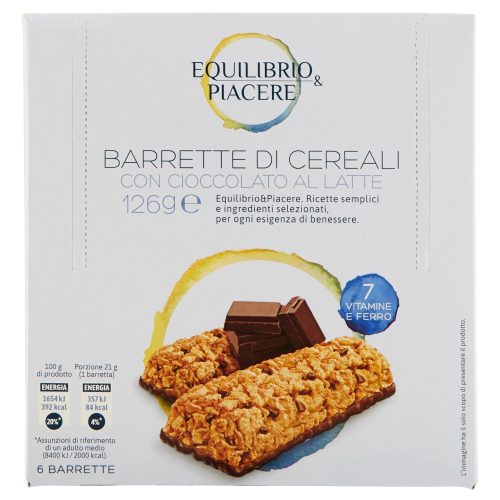 Equilibrio & Piacere Barrette di Cereali con Cioccolato al Latte 126 g