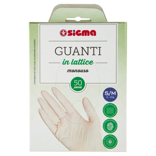 Sigma Guanti in lattice monouso S/M 7-7½ 50 pz