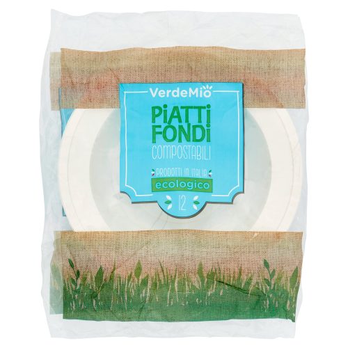 VerdeMio Piatti Fondi Compostabili ecologico 12 pz