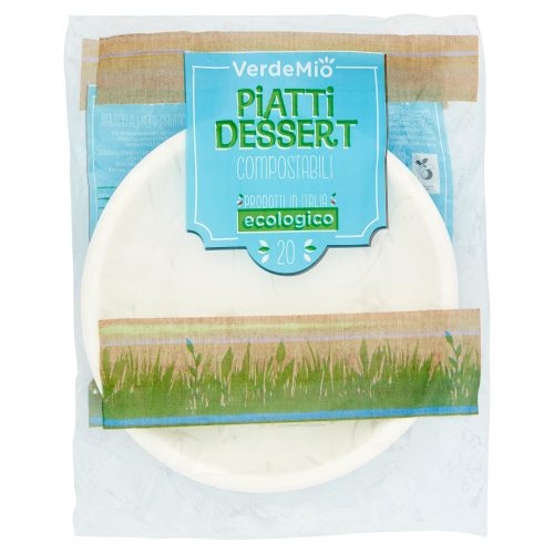 VerdeMio Piatti Dessert Compostabili ecologico 20 pz