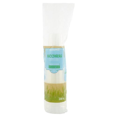 VerdeMio Bicchieri Compostabili 200 cc ecologico 50 pz