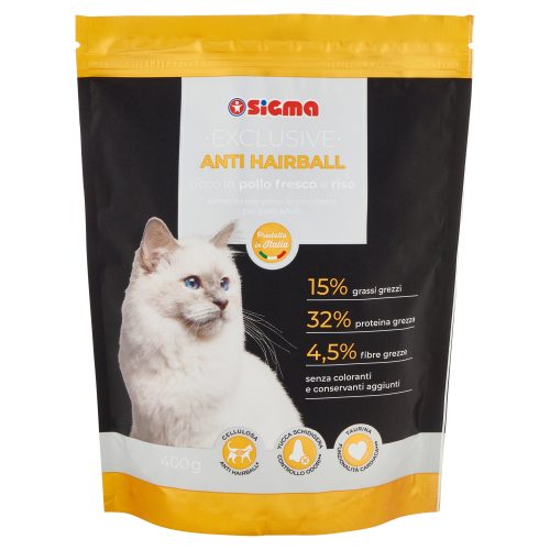 Sigma Exclusive Anti Hairball ricco in pollo fresco e riso 400 g