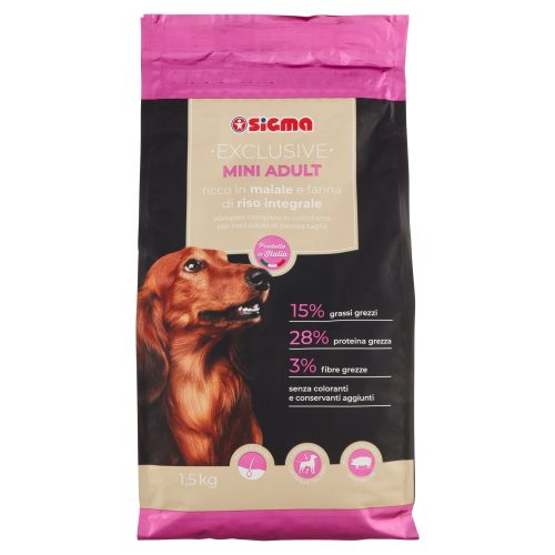 Sigma Exclusive Mini Adult ricco in maiale e farina di riso integrale 1,5 kg