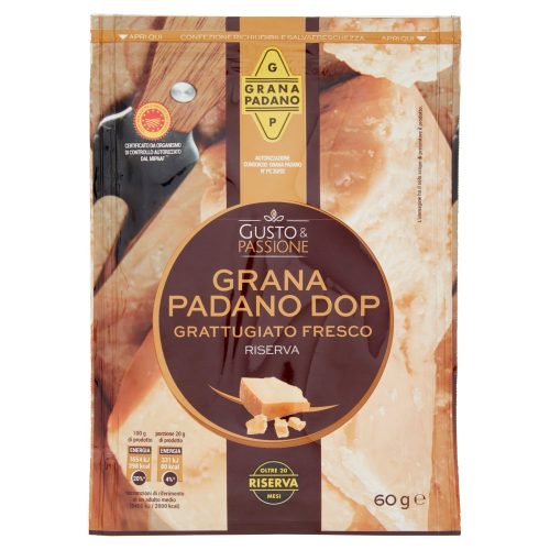 Gusto & Passione Grana Padano DOP Grattugiato Fresco Riserva 60 g