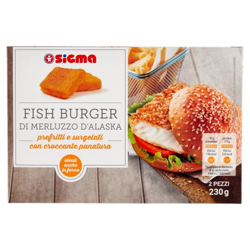Sigma Fish Burger di Merluzzo d’Alaska prefritti e surgelati 2 x 115 g