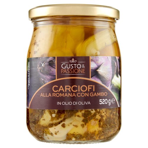 Gusto & Passione Carciofi alla Romana con Gambo in Olio di Oliva 520 g