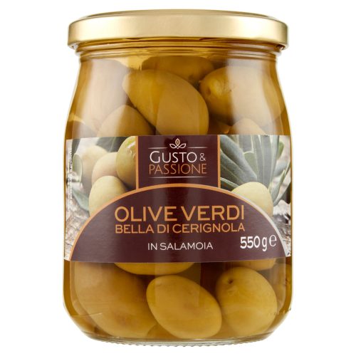 Gusto & Passione Olive Verdi Bella di Cerignola in Salamoia 550 g