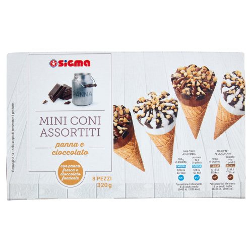 Sigma Mini Coni Assortiti panna e cioccolato 8 x 40 g