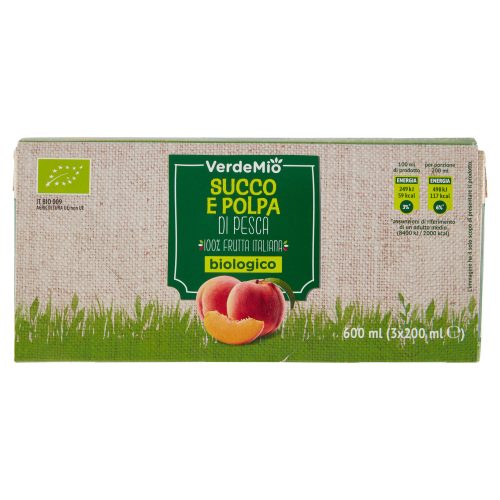 VerdeMio Succo e Polpa di Pesca biologico 3 x 200 ml