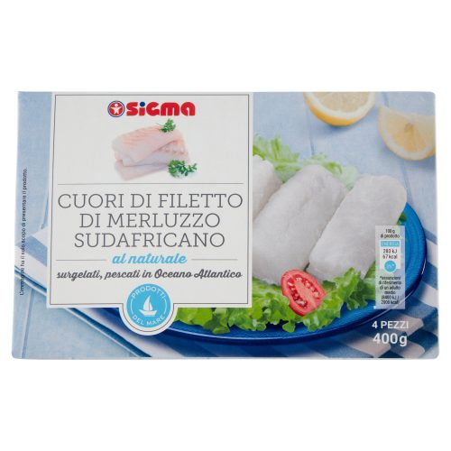 Sigma Cuori di Filetto di Merluzzo Sudafricano al naturale surgelati 400 g